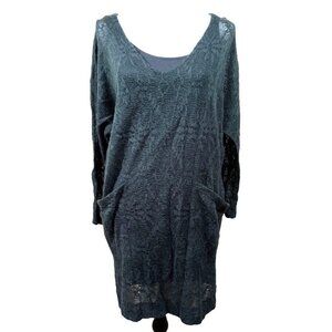 Laila Jayde NWT Womens Sheer Knit Seaweed Green/Gray Solid Slip Dress Small